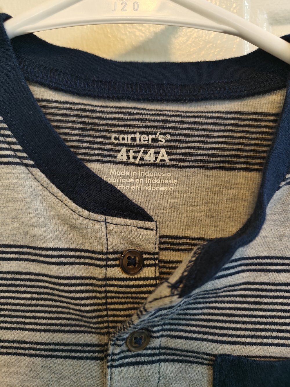 Carter's Striped Henley Shirt - Navy & Heather Gray